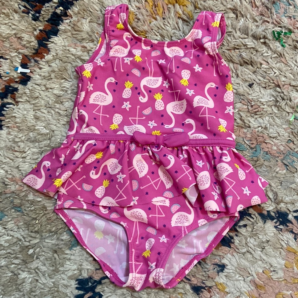 2t dark pink flamingo bathing suit